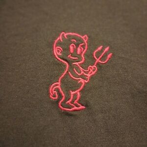 XS Little Devil With Pitchfork Black And Red Cropped Punk/Rockabilly Tshirt